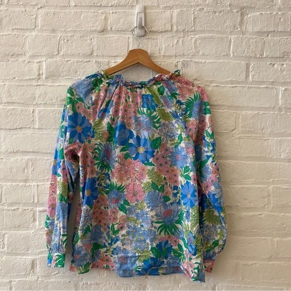 J.Crew || Tie-front Ruffle Top in Fairy Floral Cotton Blouse XS