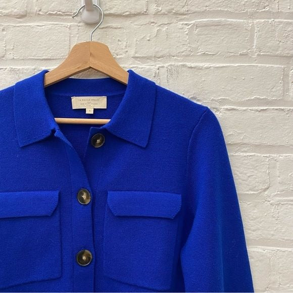 Sezane || Betty Cardigan Sweater Jacket Blazer Bright Blue Small