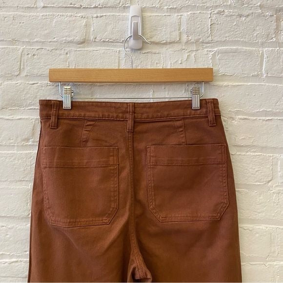 Quince || Cotton Twill Wide-Leg Crop Pants Rust Red Brown 29