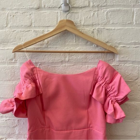 DO+BE || Off Shoulder Ruffle Mini Party Dress Pink Medium