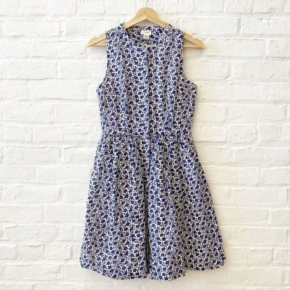 J. Crew || Floral Shirtdress in Linen Cotton Blend Floral Navy 0