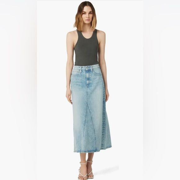 Joe’s Jeans || The Tulie Denim Midi Skirt in Mariposa Light Wash 24