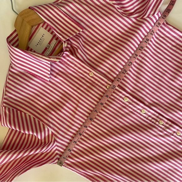 The Shirt by Rochelle Behrens || The Boyfriend Shirt Button Down Pink Stripe XS