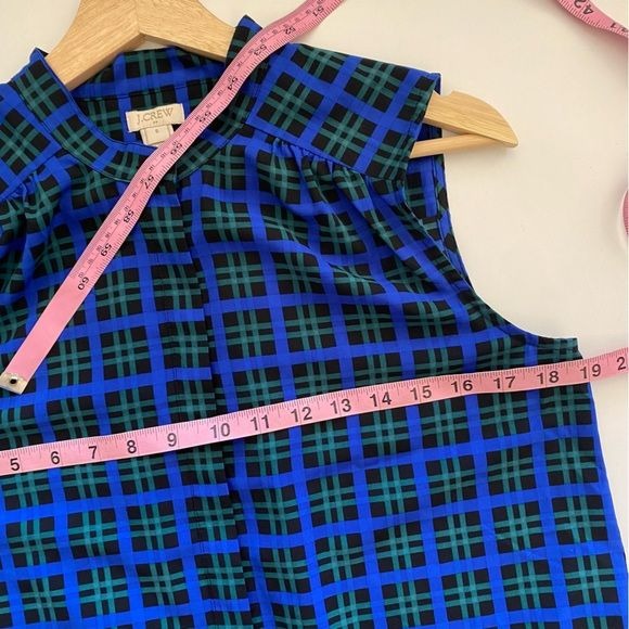 J. Crew || Plaid Tartan Sleeveless Shell Top Blouse Blue Green Blackwatch 6