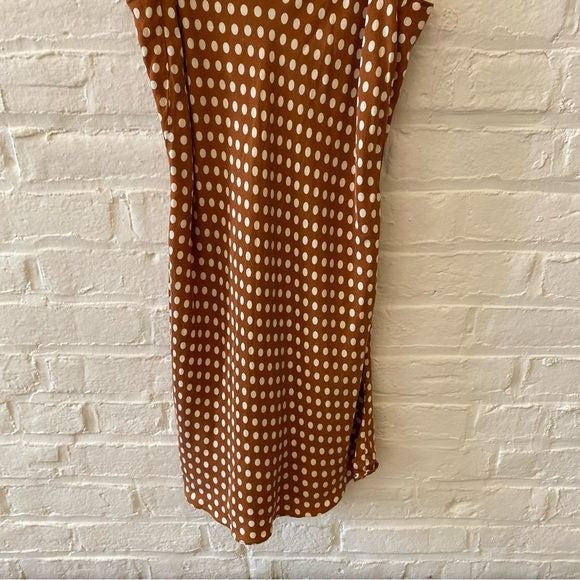 J. Crew || Gwen Cupro-blend Mini Slip Dress Dot Burnished Pecan Brown Orange 4