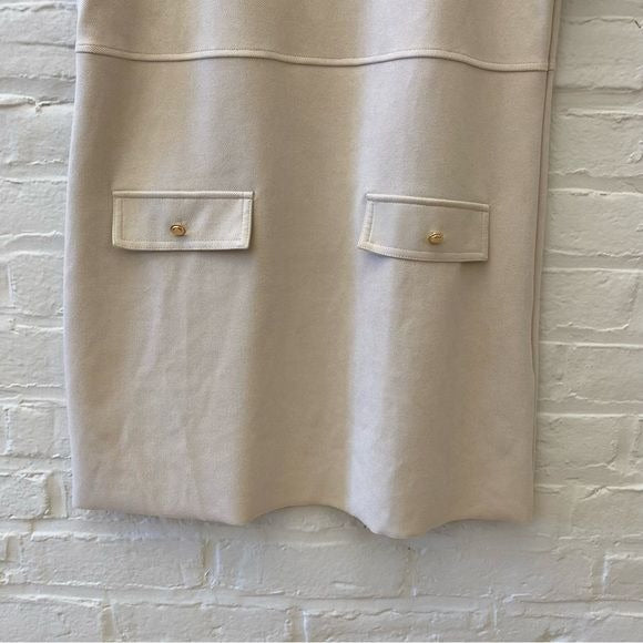 Zara || Faux Suede Shift Dress pickets Buttons Cream Medium