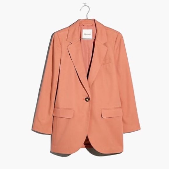 Madewell || The Larsen Blazer in Drapeweave Dried Rose Pink Coral Medium