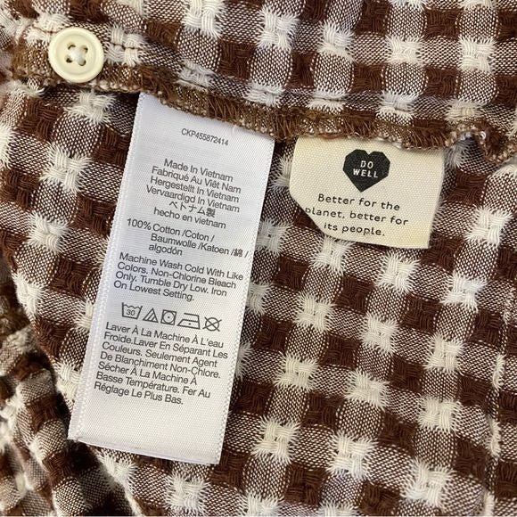 Madewell || Medford Top in Textured Gingham Gingham Brown XS