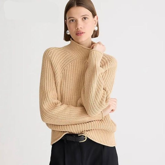 J. Crew || Relaxed Rollneck Sweater in Sandy Beach Tan XXS