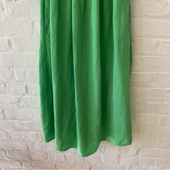 COS || Linen Blend A-Line Puff Sleeve Dress Green 6