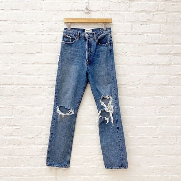 AGOLDE || 90s Pinch Waist Straight Leg Jean in Backdrop Blue 25