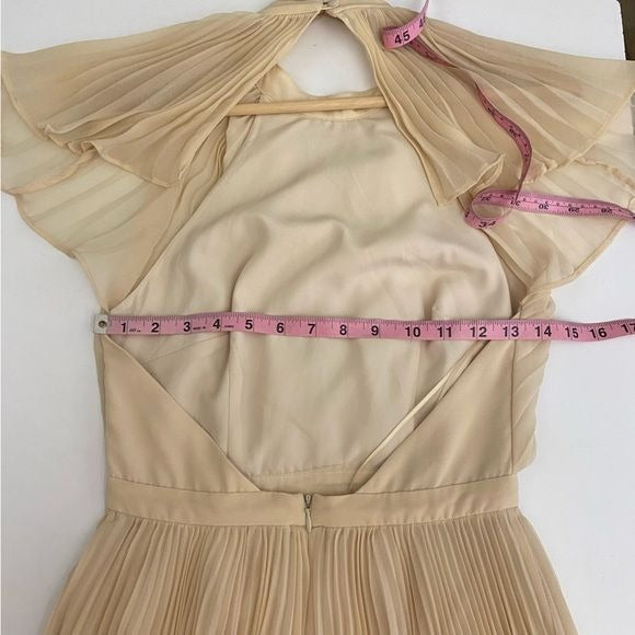 Keepsake the Label || Come Back Pleated Open Back Mini Dress Cream XS