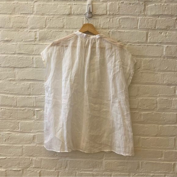 Banana Republic || Ramie Button Down Blouse White Large