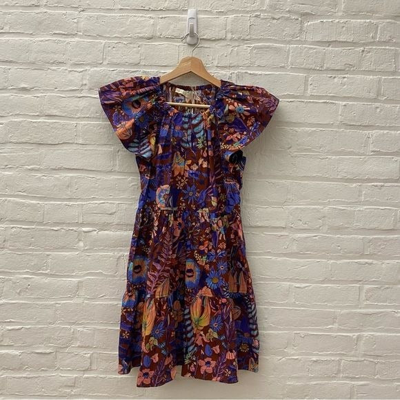 Marie Oliver || Kara Dress in Peacock Floral Purple XS NWT