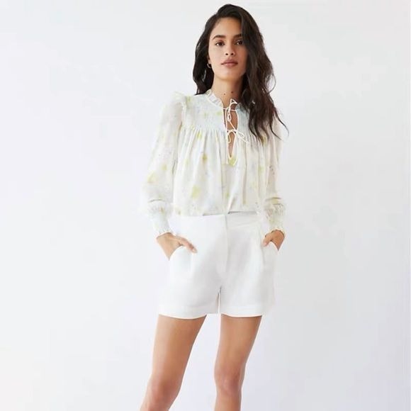 Aritzia || Wilfred Costello Blouse in Light Birch Citron Floral White Small