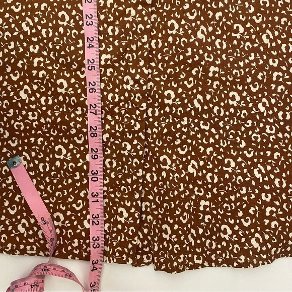 Tuckernuck || Charlie Mini Dress Sleeveless Button Front Cheetah Floral Brown M