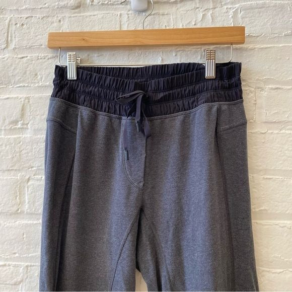 Lululemon || Happy Yin Year Sweatpants Joggers Heathered Black Gray Metal Logo 4