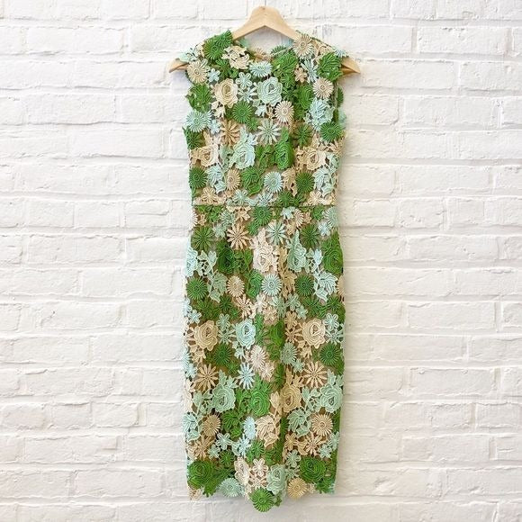 Anthropologie || HD in Paris Lace Garden Pencil Dress Floral Green 4