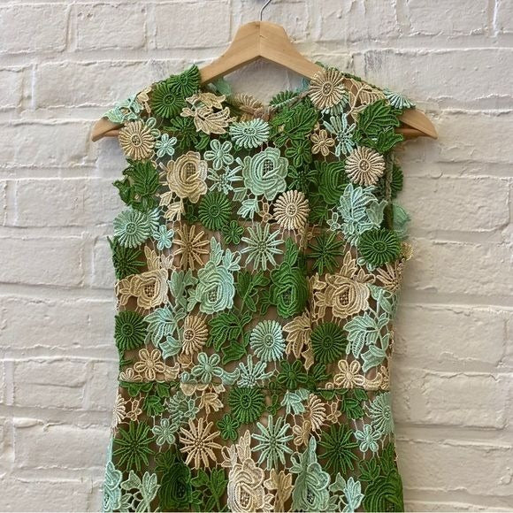 Anthropologie || HD in Paris Lace Garden Pencil Dress Floral Green 4