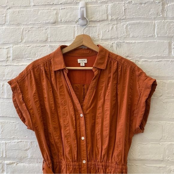 J. Crew || Button-through Shirtdress Belted Rust Orange Medium