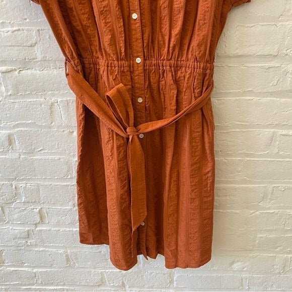 J. Crew || Button-through Shirtdress Belted Rust Orange Medium