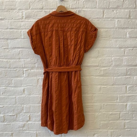 J. Crew || Button-through Shirtdress Belted Rust Orange Medium