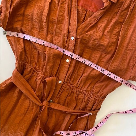 J. Crew || Button-through Shirtdress Belted Rust Orange Medium