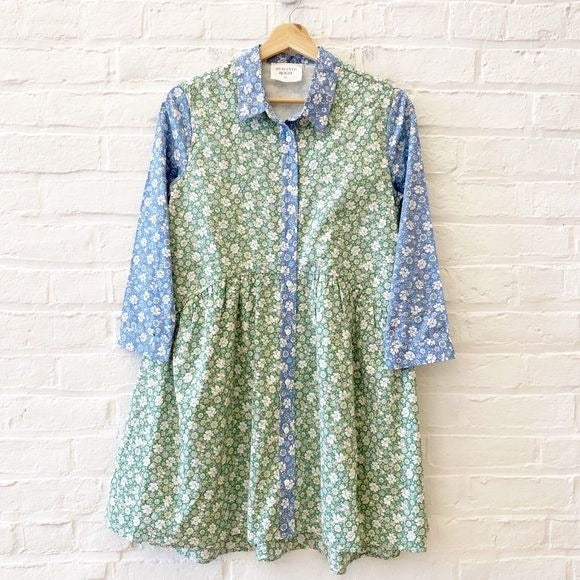 Tuckernuck || Hyacinth House Floral Print Blocked Celeste Shirt Dress Mini XXS