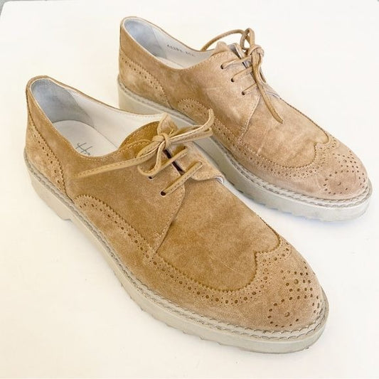 Homers || Suede Brogues Chunky Menswear Inspired Oxfords Suede Tan 39.5