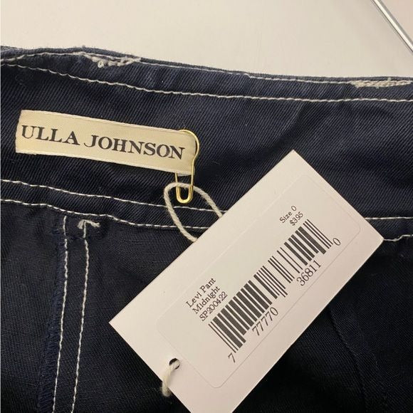 Ulla Johnson || Levi Tapered Belted Twill Trousers Pants Midnight Blue 0 NWT