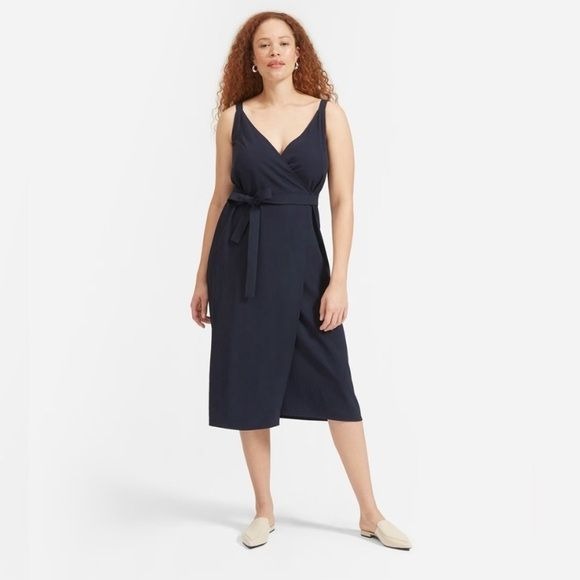 Everlane || japanese GoWeave Tank Wrap Dress Navy Blue 0