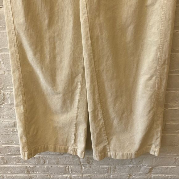 Anthropologie || Pilcro The Gwen Wide-Leg Corduroy Pants Ivory Cream 25