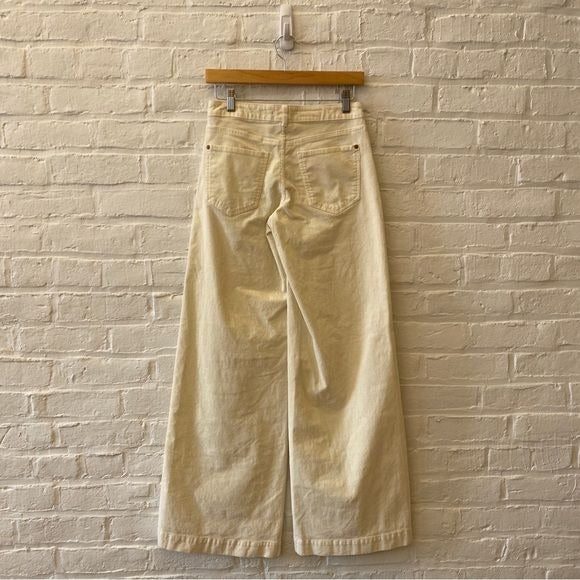 Anthropologie || Pilcro The Gwen Wide-Leg Corduroy Pants Ivory Cream 25