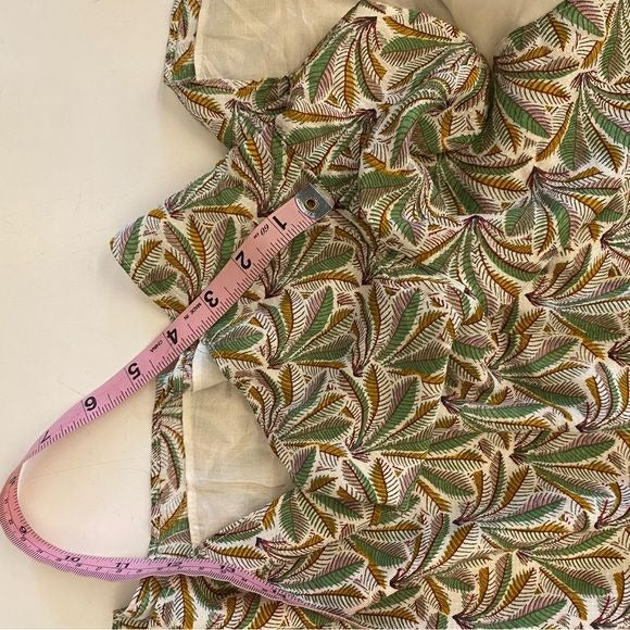 Anthropologie || Maddie High Neck Halter Romper Belted Leaf Print Green Medium