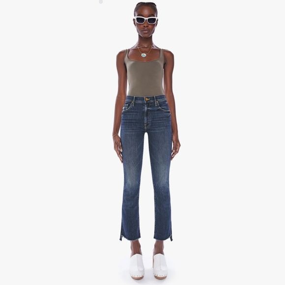 MOTHER || The Insider Crop Step Fray in Teaming Up Wash Blue 25