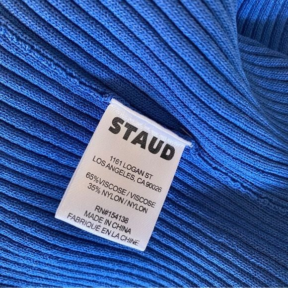 STAUD || Shoko Ribbed Color Block Sweater Midi Dress Cobalt Blue XS NWT