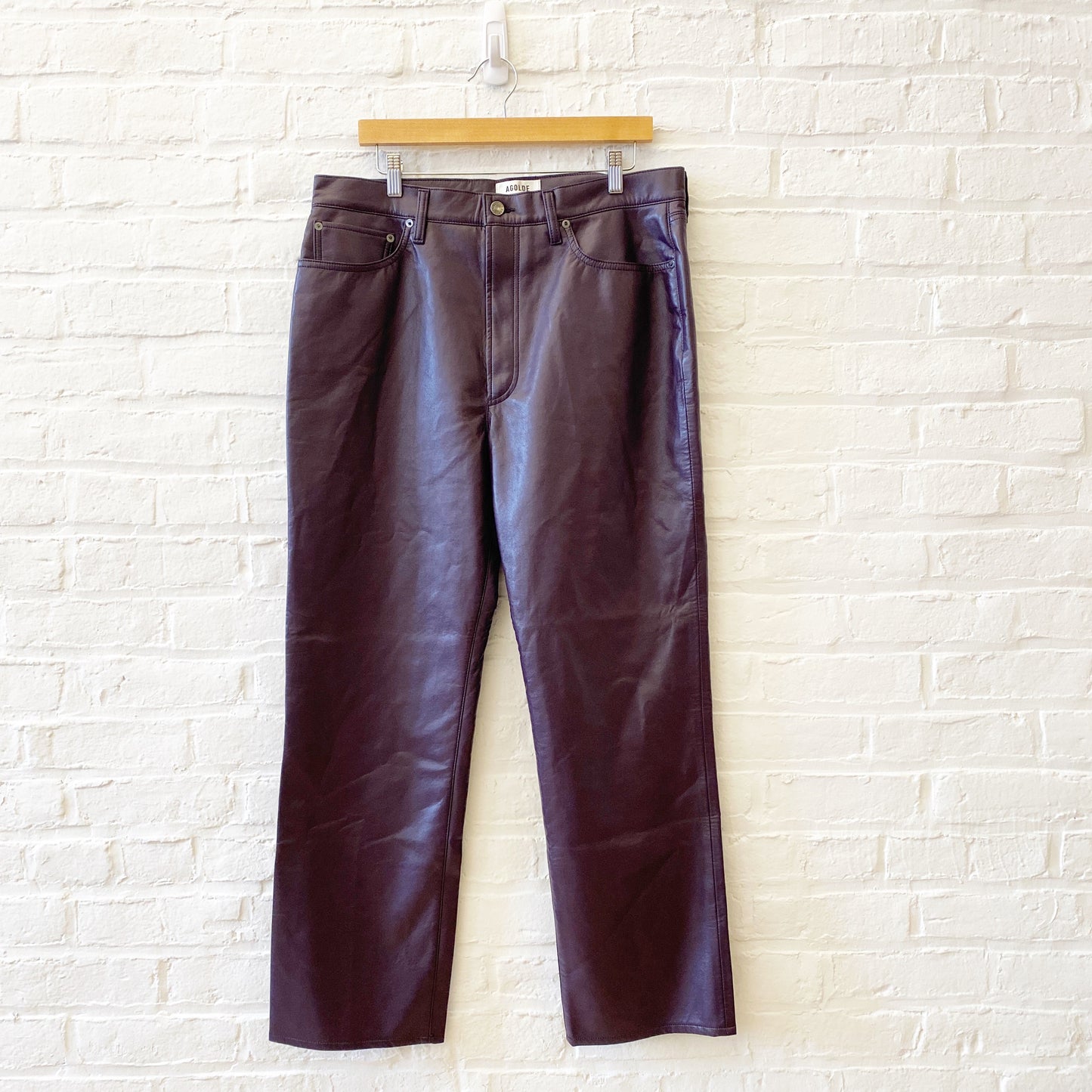 AGOLDE || 90s Recycled Leather Pinch Waist Pants in Nightshade Purple 33