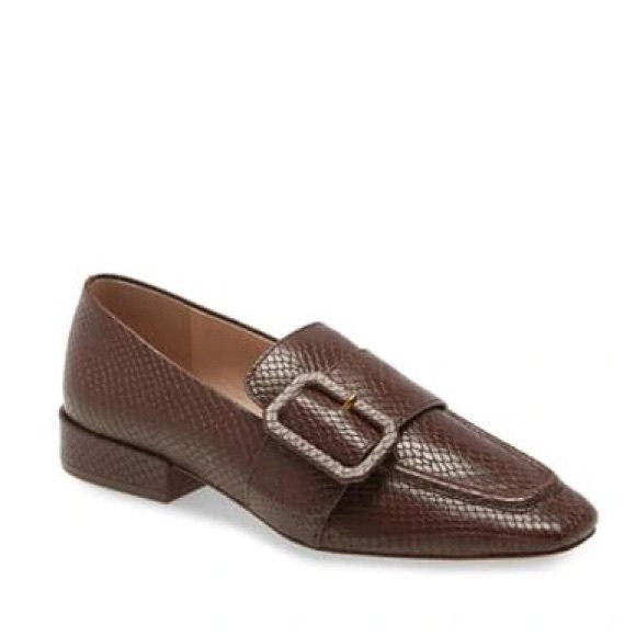 Louise et Cie || Espen Loafer Snake Embossed Leather Flats Brown 10