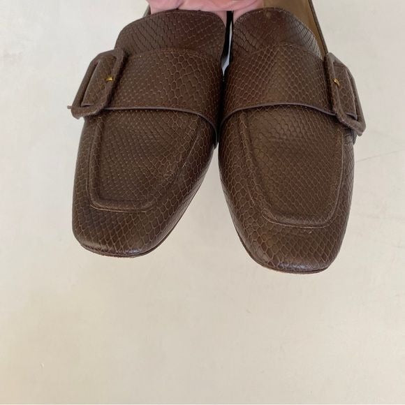 Louise et Cie || Espen Loafer Snake Embossed Leather Flats Brown 10