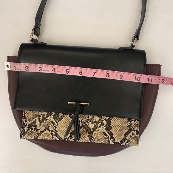 Zara || Snake Print Crescent Shoulder Bag Purse Plum