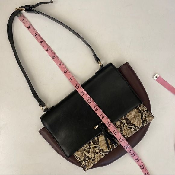 Zara || Snake Print Crescent Shoulder Bag Purse Plum