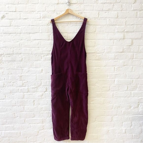 Free People || We the Free High Roller Cord Jumpsuit Overalls Plum Purple S