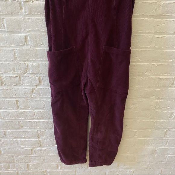 Free People || We the Free High Roller Cord Jumpsuit Overalls Plum Purple S