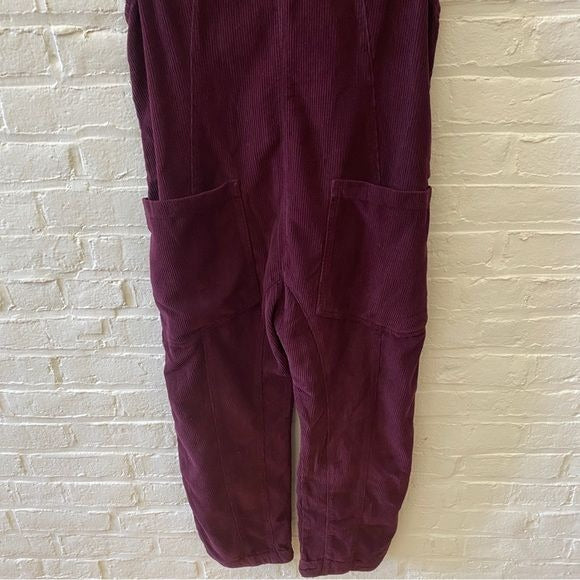 Free People || We the Free High Roller Cord Jumpsuit Overalls Plum Purple S