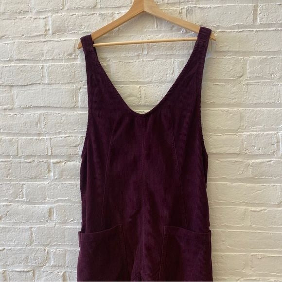 Free People || We the Free High Roller Cord Jumpsuit Overalls Plum Purple S