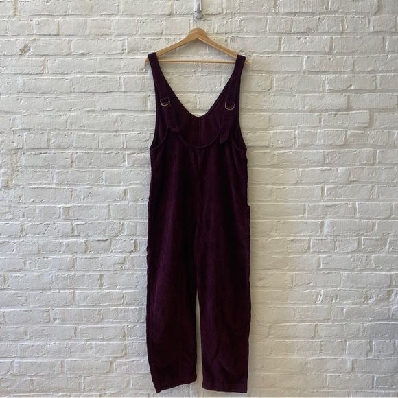 Free People || We the Free High Roller Cord Jumpsuit Overalls Plum Purple S