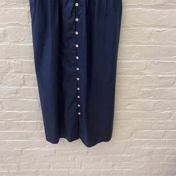 J. Crew || Button-Front Cotton Poplin Midi Dress Navy Blue 2