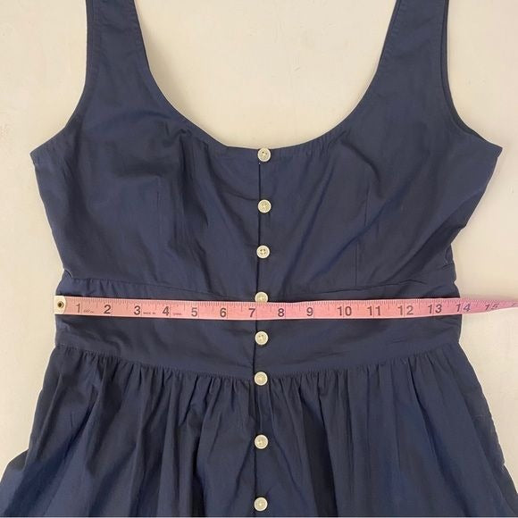 J. Crew || Button-Front Cotton Poplin Midi Dress Navy Blue 2