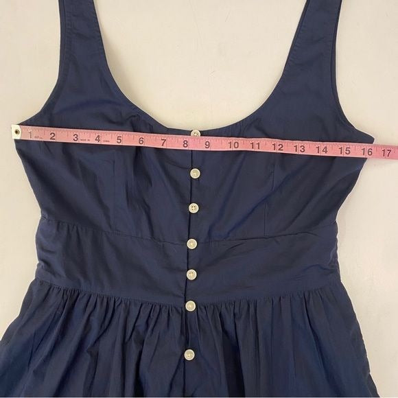 J. Crew || Button-Front Cotton Poplin Midi Dress Navy Blue 2