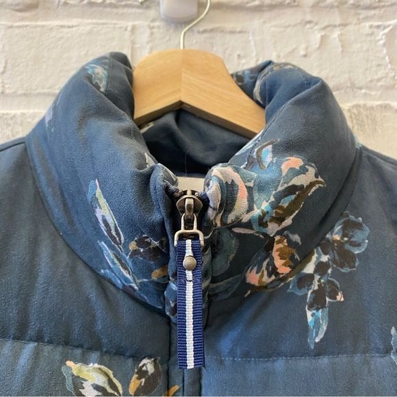 Anthropologie || Ett:Twa Floral Puffer Jacket Coat Blue Small